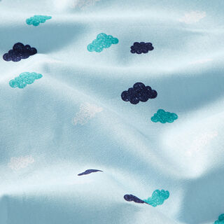 GOTS popeline di cotone nuvole effetto disegno | Tula – azzurro, 