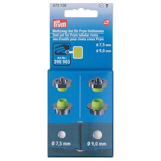 set di utensili, rivetti tubolari [4 pezzi | Ø 7,5+9 mm] | Prym – argent metallica/verde chiaro, 