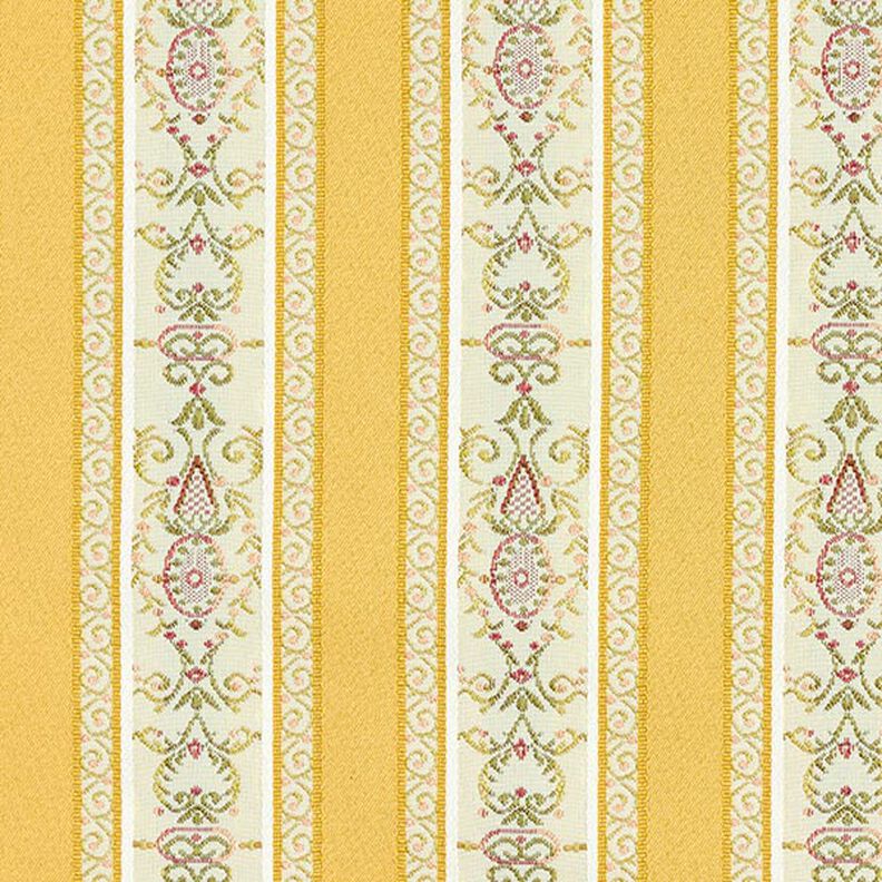 tessuto per arredi, jacquard, righe in stile Biedermeier – crema/arancio,  image number 1