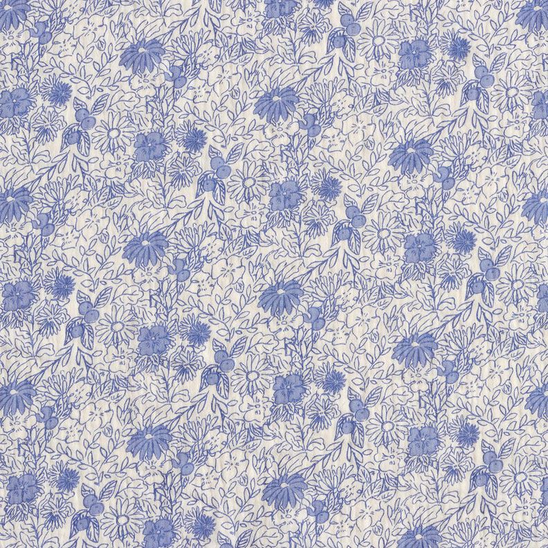 mussolina / tessuto doppio increspato Fiorellini blu – bianco/blu brillante,  image number 1