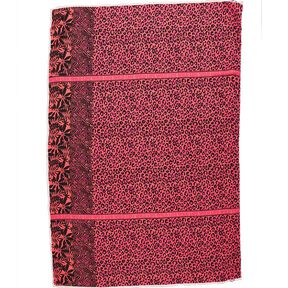 viscosa voile Disegno di bordura con leone e fiori taglio di tessuto – pink/arancione, 