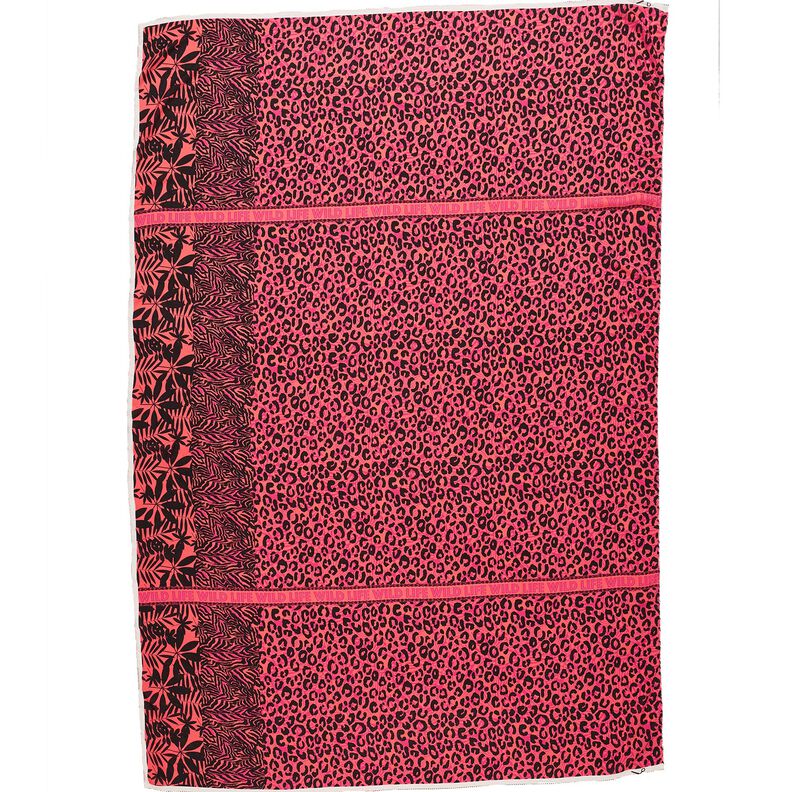 viscosa voile Disegno di bordura con leone e fiori taglio di tessuto – pink/arancione, image number 1