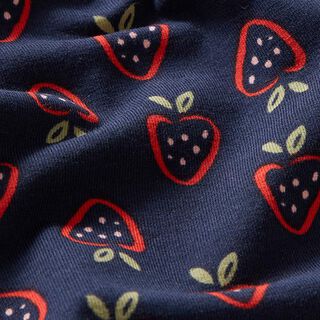 jersey di cotone fragole stilizzate – blu marino/rosso fuoco, 