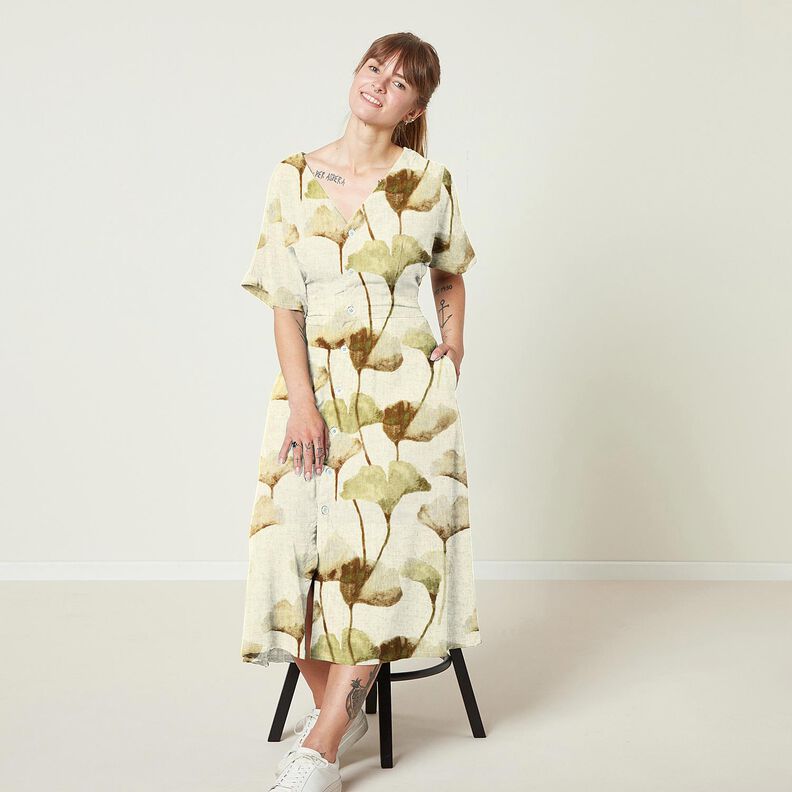 misto lino viscosa ginkgo – beige chiaro/marrone castagna,  image number 5