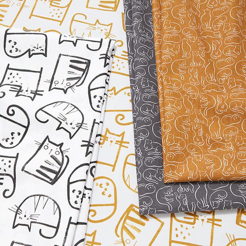 tessuto in cotone cretonne Gatti giocherelloni – granito,  image number 5