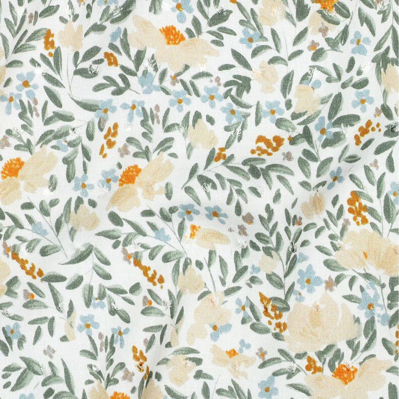 Voile di tessuto in viscosa Dobby con prati primaverili in stampa digitale – bianco/beige chiaro,  image number 2