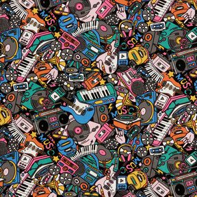 tessuto arredo mezzo panama Strumenti musicali – nero/pink, 