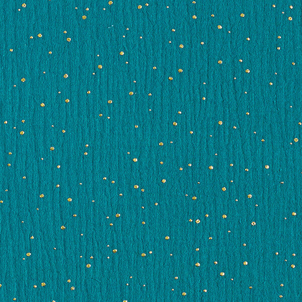 mussola di cotone, macchie dorate sparse – petrolio/oro, image number 1