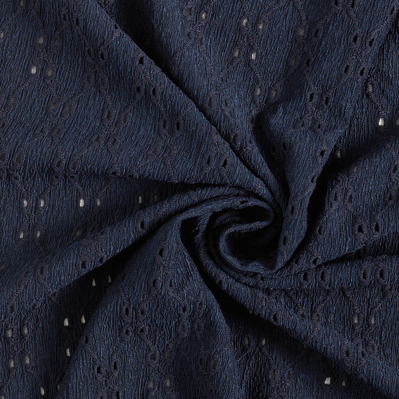 Maglia effetto Krinkle con ricamo inglese – blu notte,  image number 3
