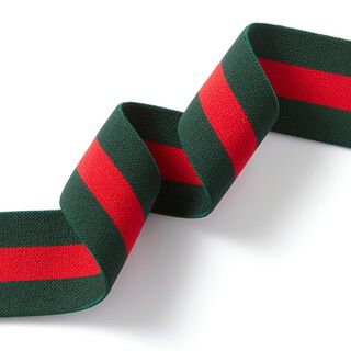 nastro elastico a righe [40 mm] – verde scuro/rosso, 