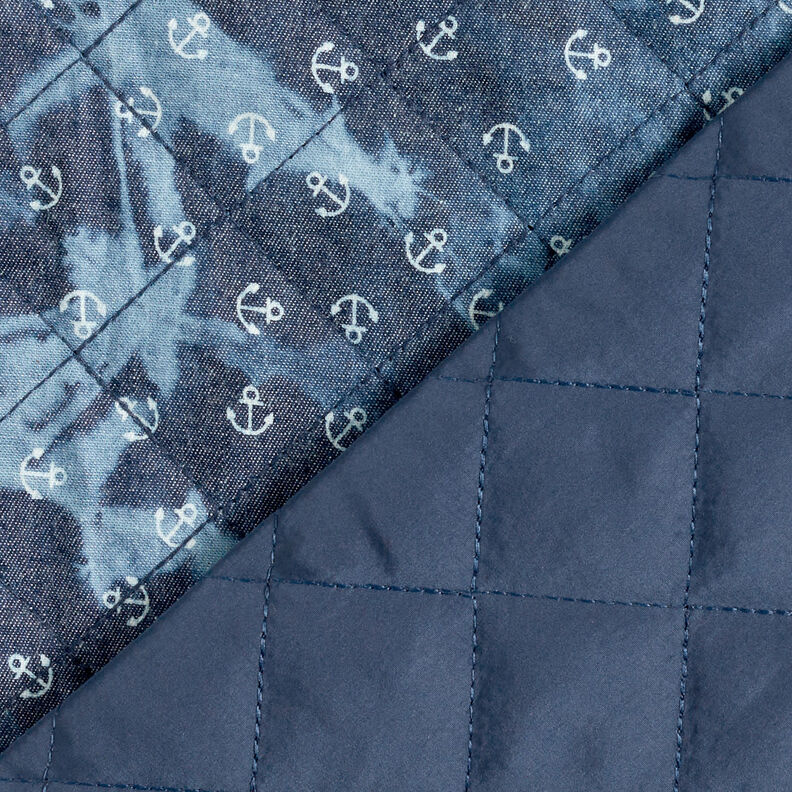 Tessuto Chambray trapuntato con ancora batik – colore blu jeans,  image number 5