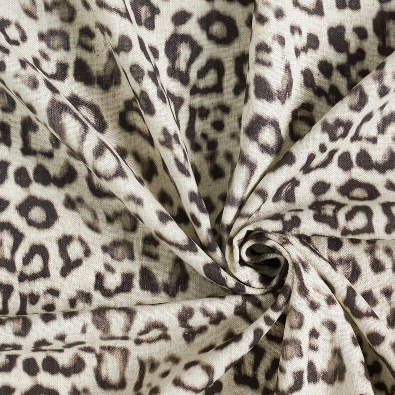 misto lino viscosa Stampa digitale leopardata – mandorla/nero,  image number 3