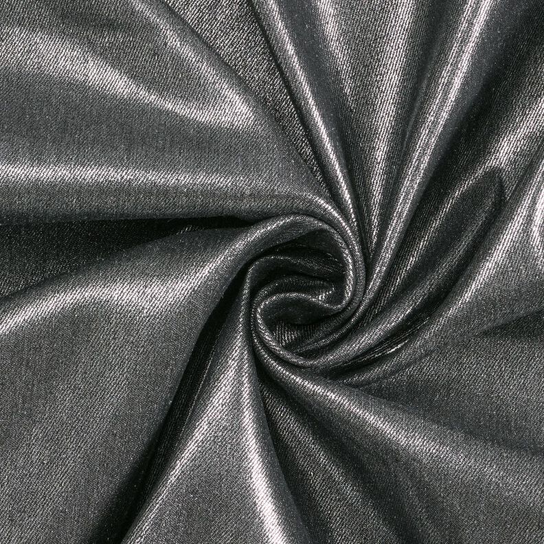 Denim elasticizzato Metallic – nero/argento effetto metallizzato,  image number 1