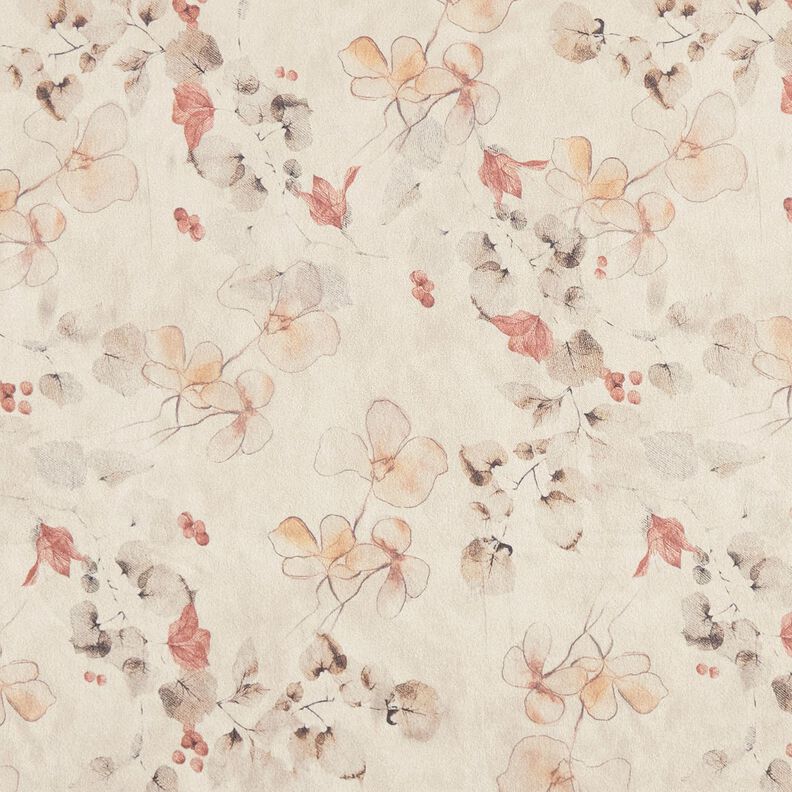 Velluto elasticizzato con rovescio in Sherpa e delicati fiori | Katia Fabrics – naturale,  image number 1