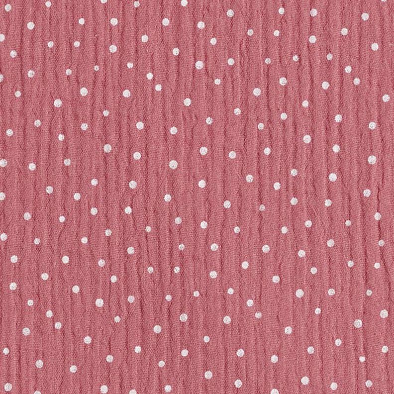 mussolina / tessuto doppio increspato piccoli pois – rosa anticato/bianco,  image number 1