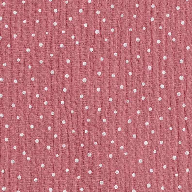mussolina / tessuto doppio increspato piccoli pois – rosa anticato/bianco, image number 1