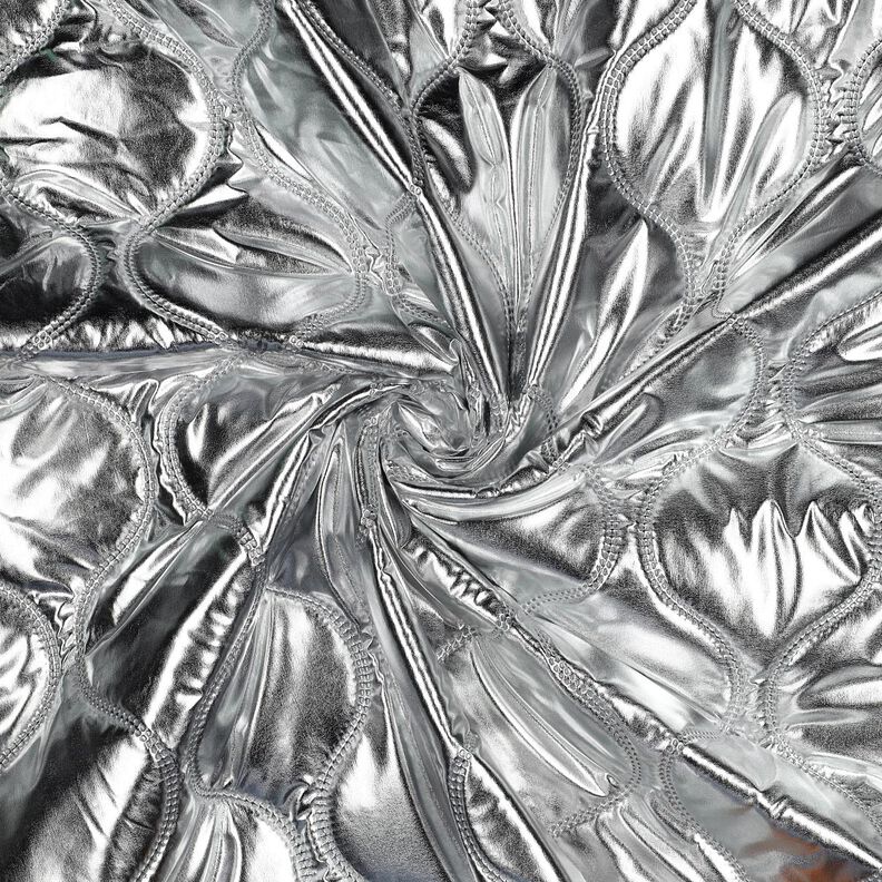 tessuto trapuntato Linee sinuose – argento effetto metallizzato, image number 3