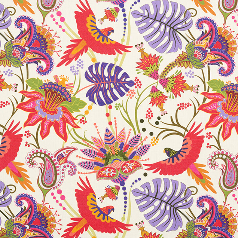 Tessuti da esterni canvas flora e fauna – rosso,  image number 1