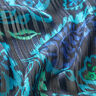 Fiori Paisley a righe glitterate in raso di chiffon – turchese/nero,  thumbnail number 3