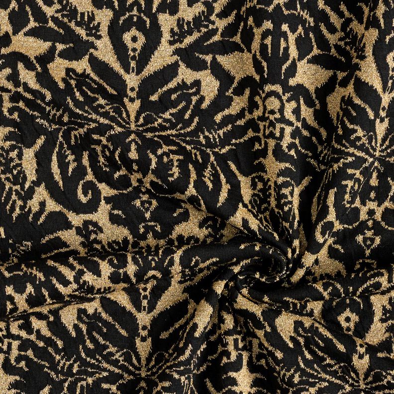 Jersey jacquard con motivi ornamentali – oro effetto metallizzato/nero,  image number 4