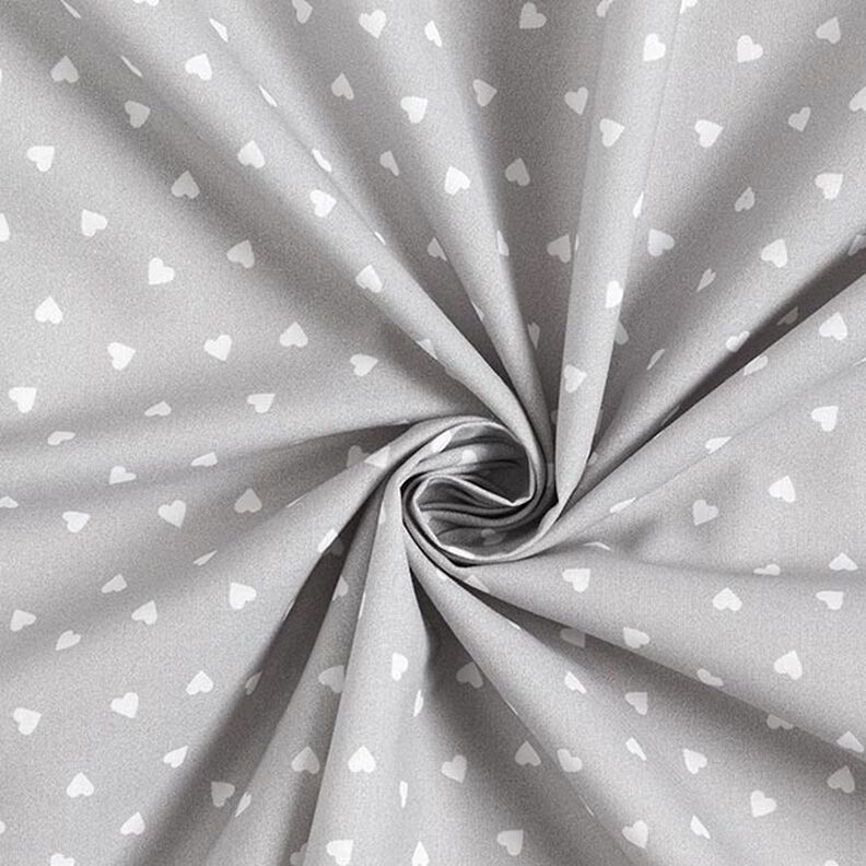 Popeline di cotone biologico con cuori sparsi – grigio chiaro,  image number 3