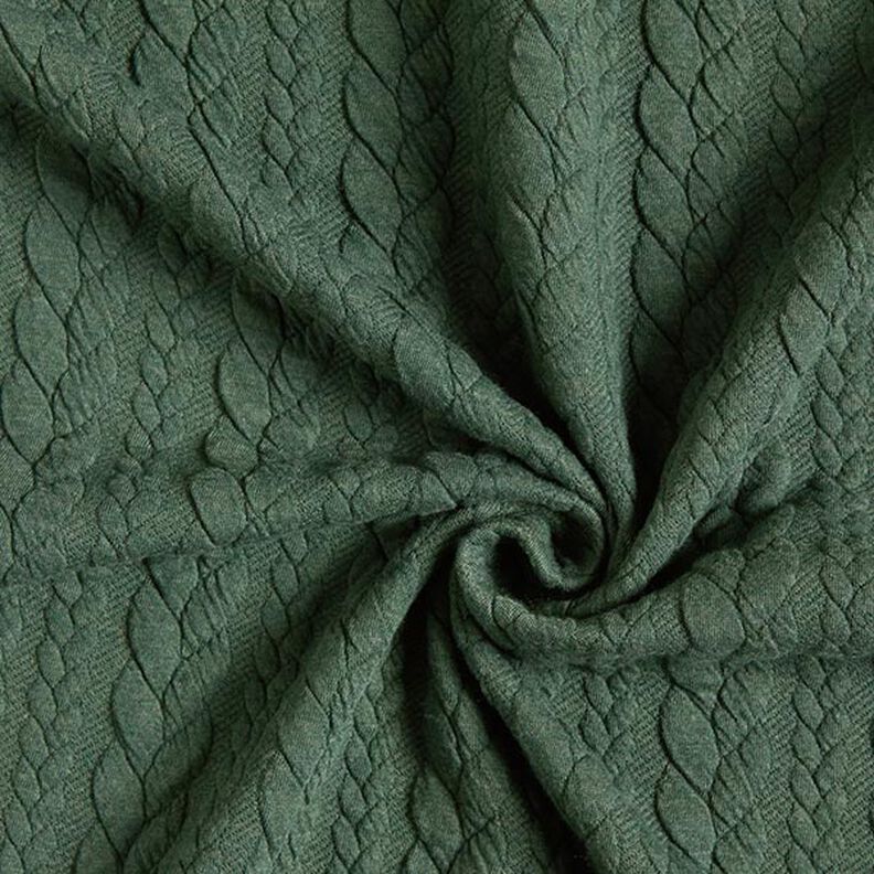 Jersey jacquard, cloqué, motivi a treccia – verde scuro,  image number 3