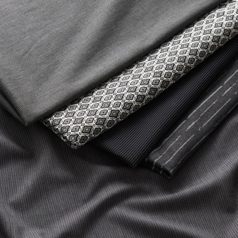 Tessuto elasticizzato zig zag per pantaloni – grigio argento/nero,  image number 5