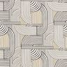 tessuto arredo mezzo panama Archi astratti – nero,  thumbnail number 1