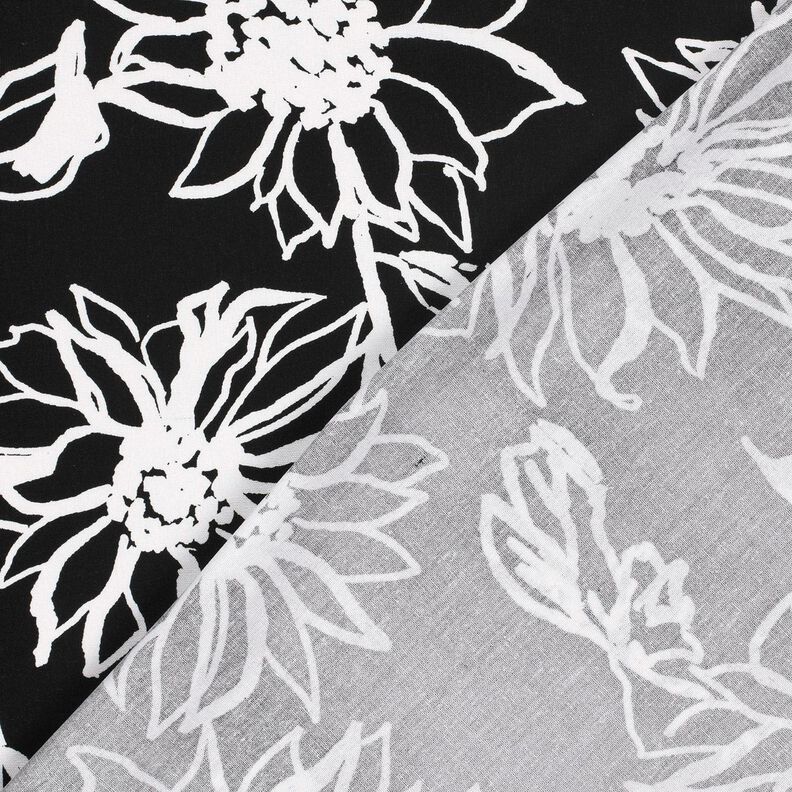 misto lino viscosa Girasoli astratti – nero/bianco,  image number 4