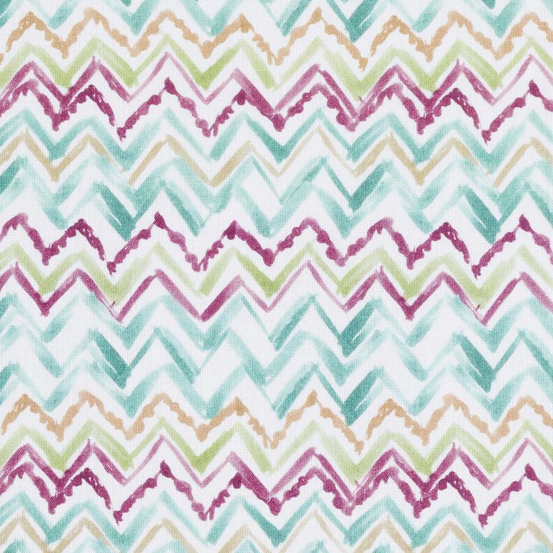 popeline di cotone Tratto di pennello a zigzag stampa digitale – bianco/eucalipto,  image number 1