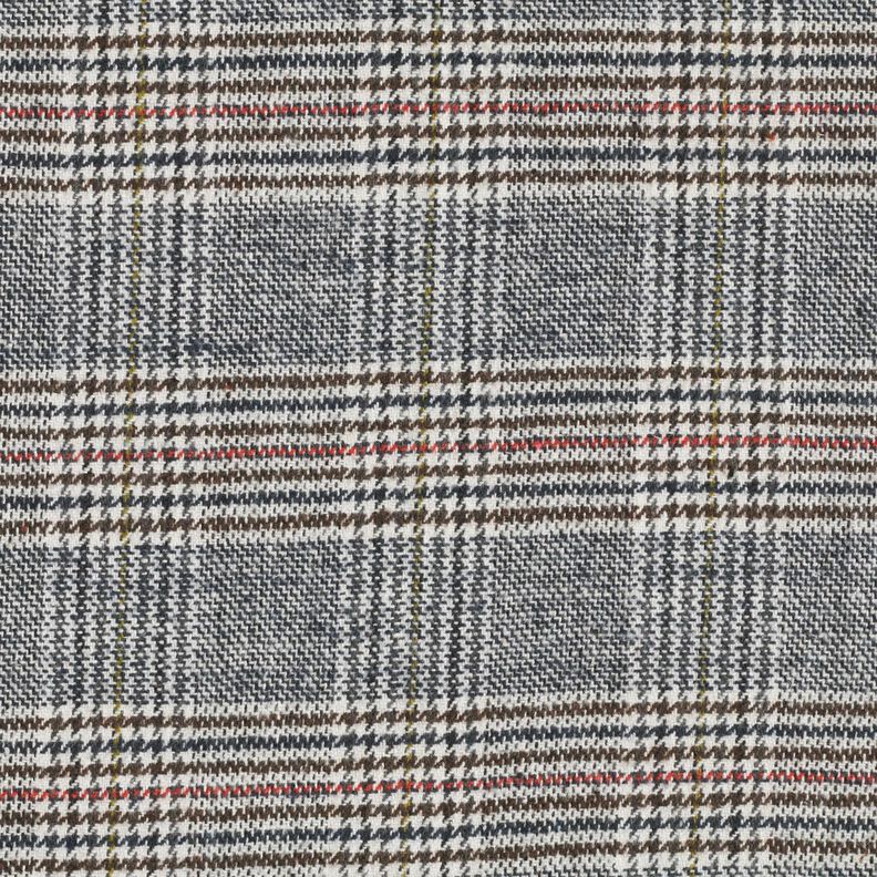 Tessuto per cappotto misto cotone Principe di Galles – bianco/blu notte,  image number 1