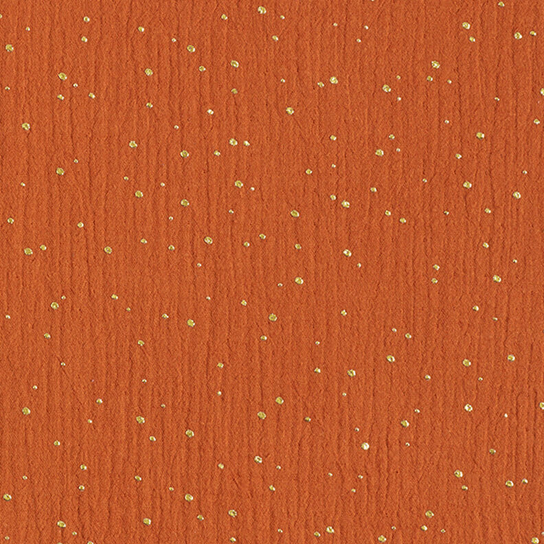 mussola di cotone, macchie dorate sparse – terracotta/oro,  image number 1