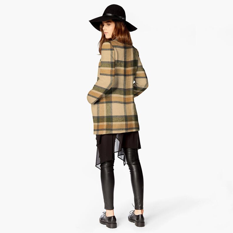 Tessuto per cappotto garzato a quadri scozzesi – sabbia/cachi chiaro, image number 5