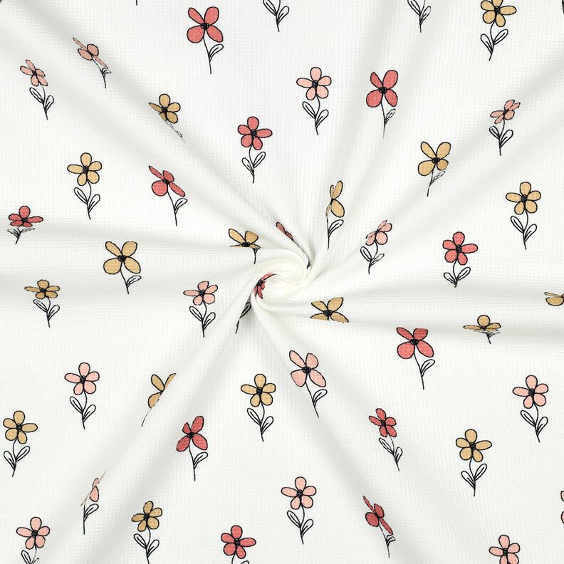 Jersey a nido d’ape fiori | Poppy Fabrics – avorio/albicocca,  image number 3