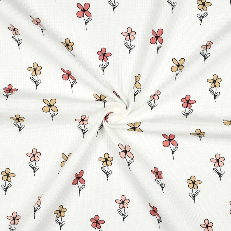 Jersey a nido d’ape fiori | Poppy Fabrics – avorio/albicocca, image number 3