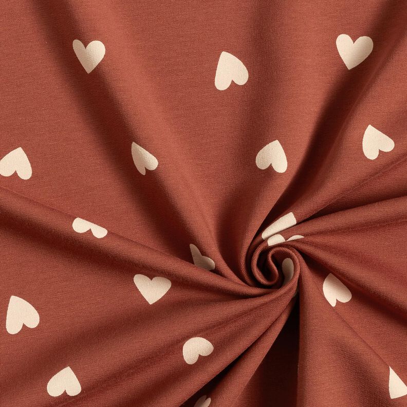 French terry, felpa estiva cuori sparsi &ndash; rosso scuro,  image number 3