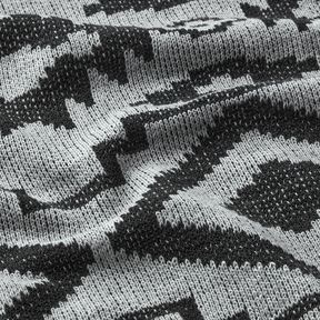 Tessuto in maglia con motivo Ikat – grigio/nero, 