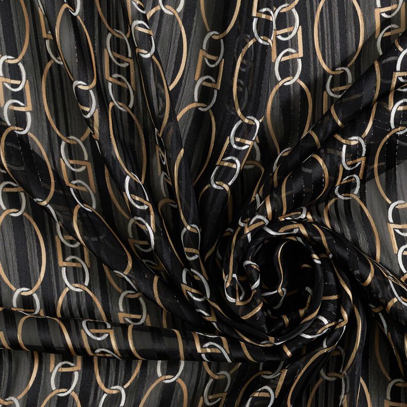 Chiffon gessato glitterato con maglia a catena – nero/bianco,  image number 3