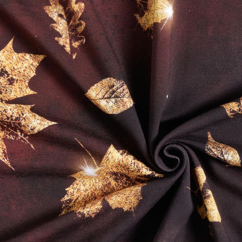 French terry Autunno dorato | Glitzerpüppi – rosso borgogna/oro,  image number 3