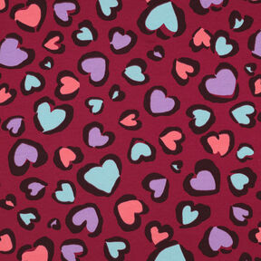 felpa garzata Cuori variopinti | Poppy Fabrics – lampone, 