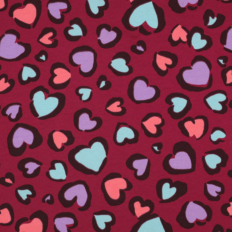 felpa garzata Cuori variopinti | Poppy Fabrics – lampone, image number 1