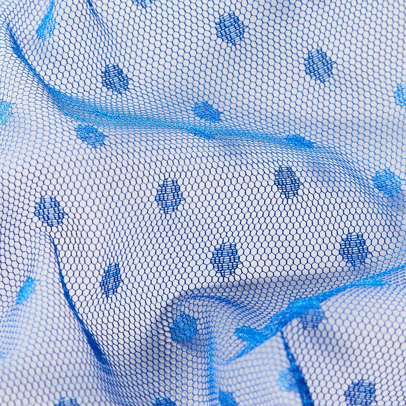 Tessuto a rete soft a pois – blu reale, image number 3