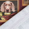 tessuto arredo mezzo panama Ritratti di cani – rosso carminio/oro,  thumbnail number 4