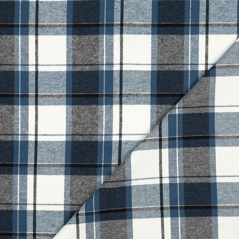 flanella di cotone grandi quadri – colore blu jeans/bianco lana,  image number 3