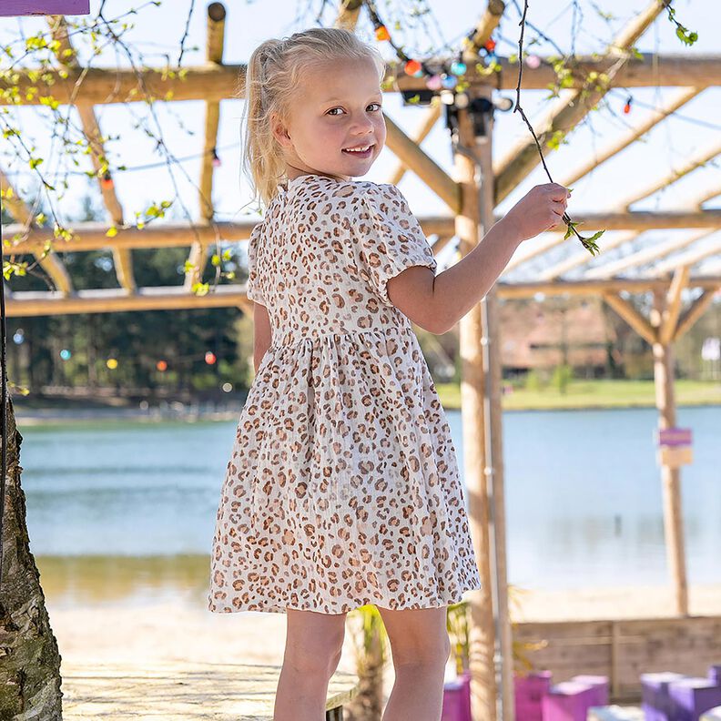 mussolina / tessuto doppio increspato Acquerello Leopardato stampa digitale – avorio,  image number 6