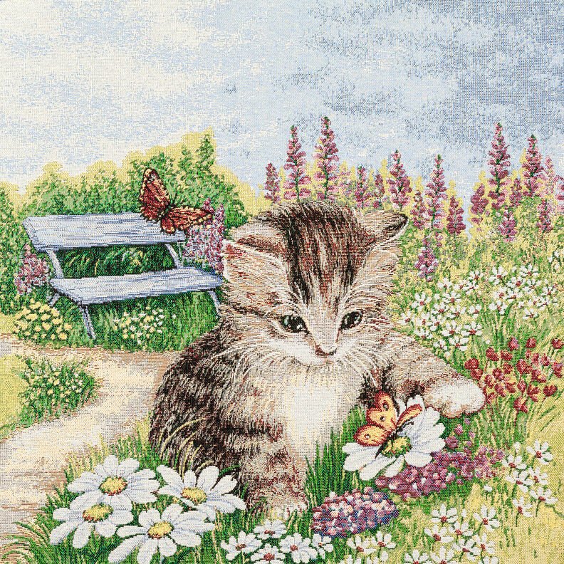 taglio di tessuto arredo gobelin Gattini giocosi – rosso carminio/beige chiaro,  image number 1