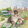 taglio di tessuto arredo gobelin Gattini giocosi – rosso carminio/beige chiaro,  thumbnail number 1