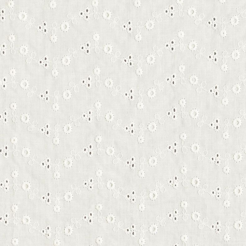 Batista di cotone ricami a giorno fiorellini – bianco lana,  image number 1