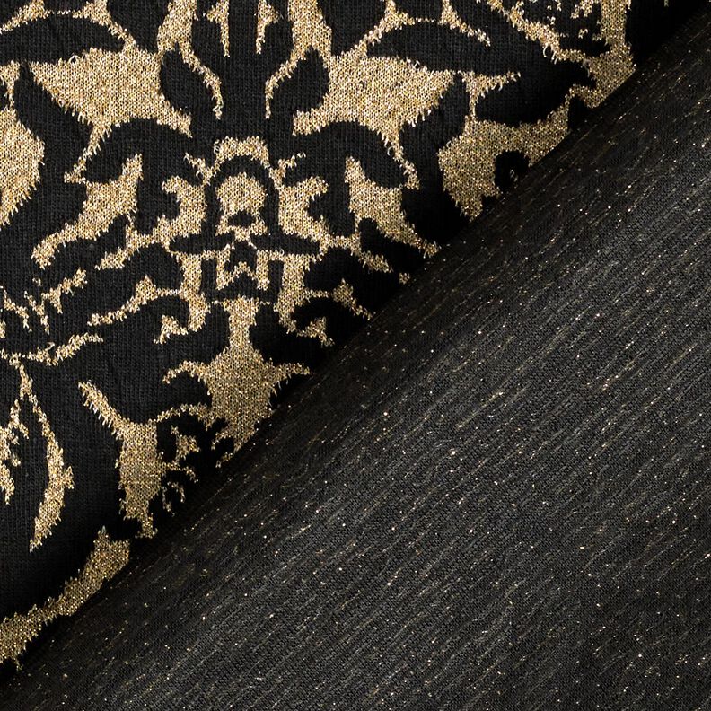 Jersey jacquard con motivi ornamentali – oro effetto metallizzato/nero,  image number 5