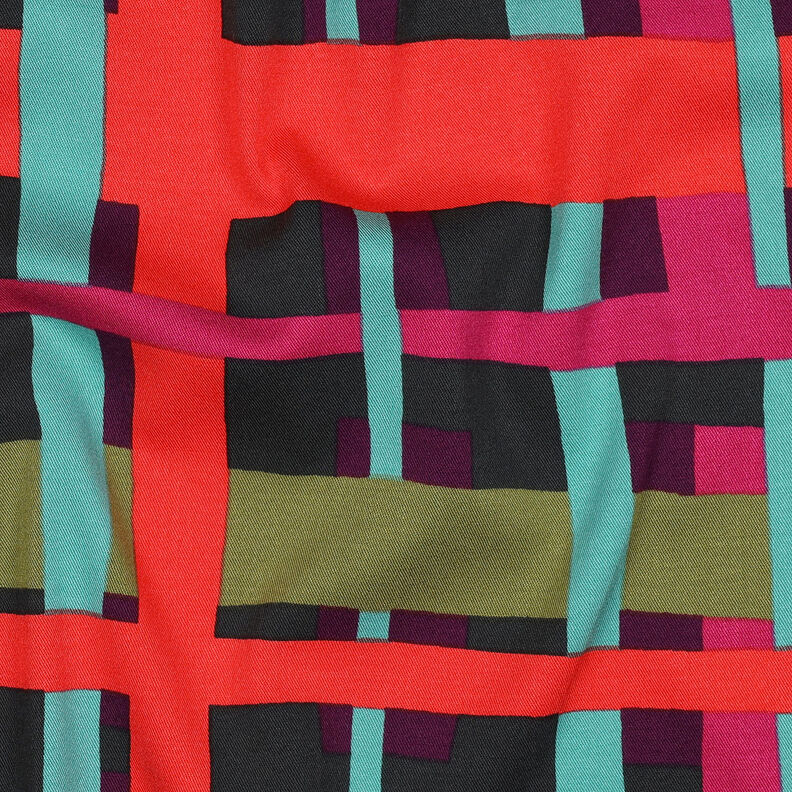 tessuto in viscosa stretch Line Layers | Nerida Hansen – rosso merlot/arancione,  image number 2